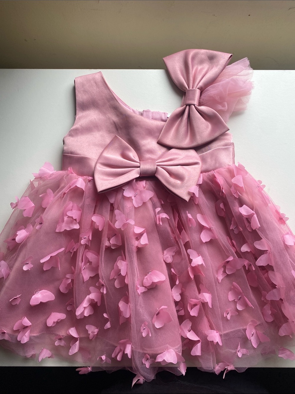 Pink Party Dress with Bow Accents